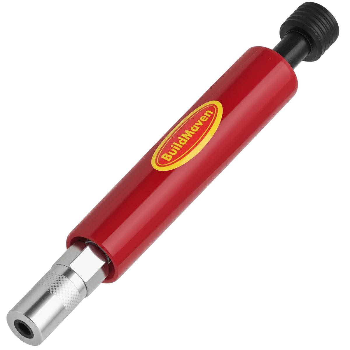 BuildMaven front view zerk cleaner showing robust steel body and bright red finish for quick identification