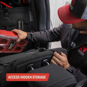 BuiltRight installed on driver side rear seat in Ford truck for quick access