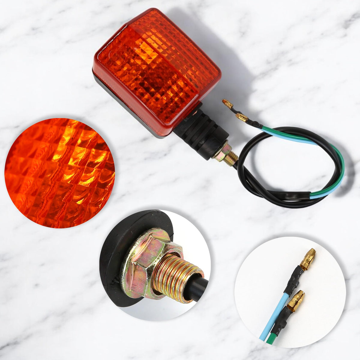 BuleVina close-up lens and halogen bulb showing clear optics for brighter signaling