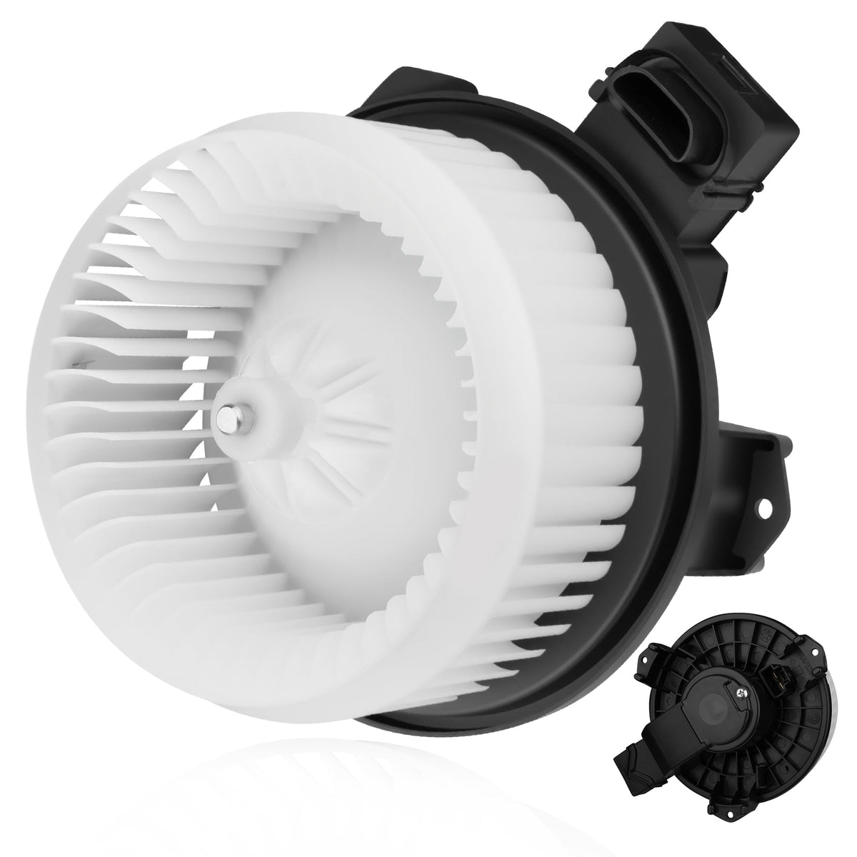 BULIAZY front view blower motor with fan cage showing direct-fit replacement benefit