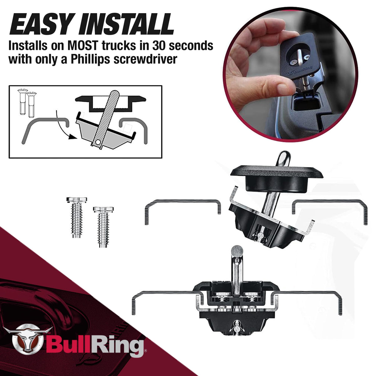 Bull Ring anchor next to a coin for scale demonstrating compact footprint and easy handling