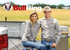 Bull Ring anchor used with ratchet strap securing cargo to illustrate strong tie-down capability