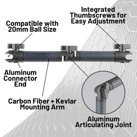 Bulletpoint detail of 20mm socket end showing secure aluminum connector benefit