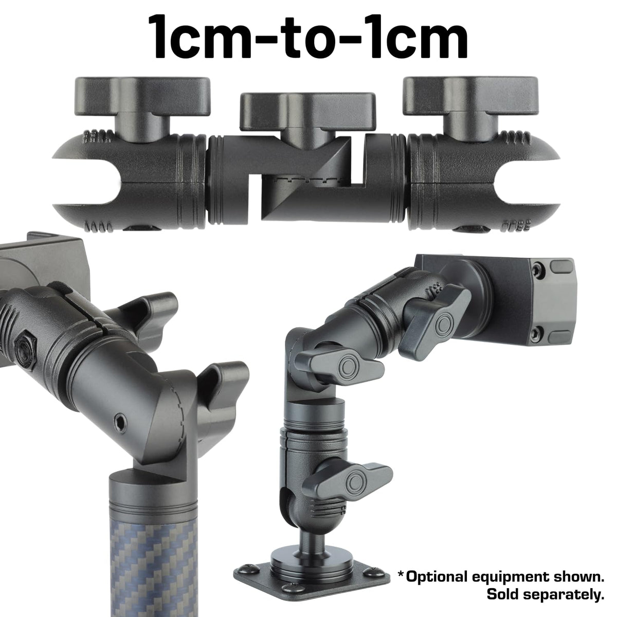 Bulletpoint close-up of articulating elbow showing secure lock benefit