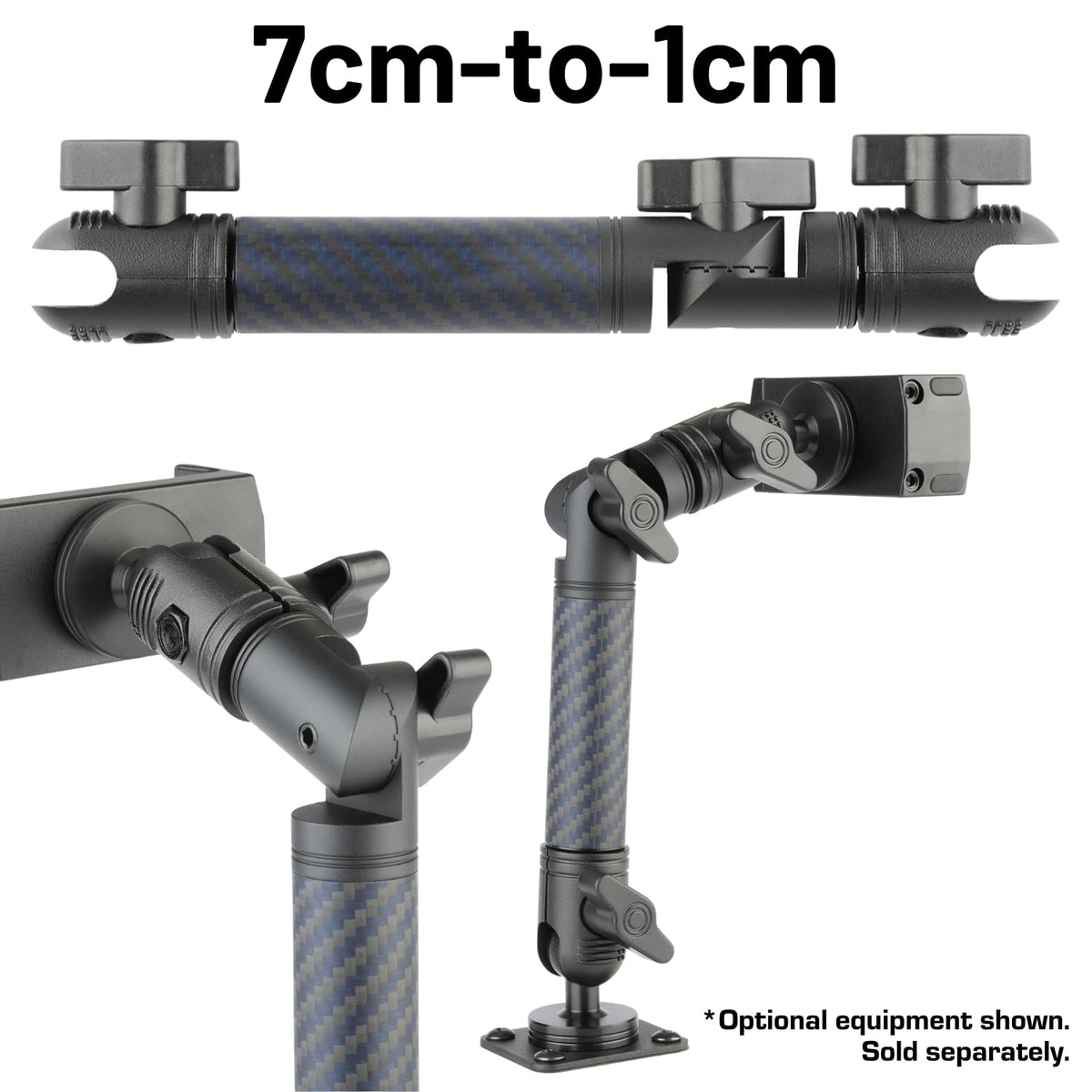 Bulletpoint close-up of articulating joint highlighting secure lock and smooth adjustment