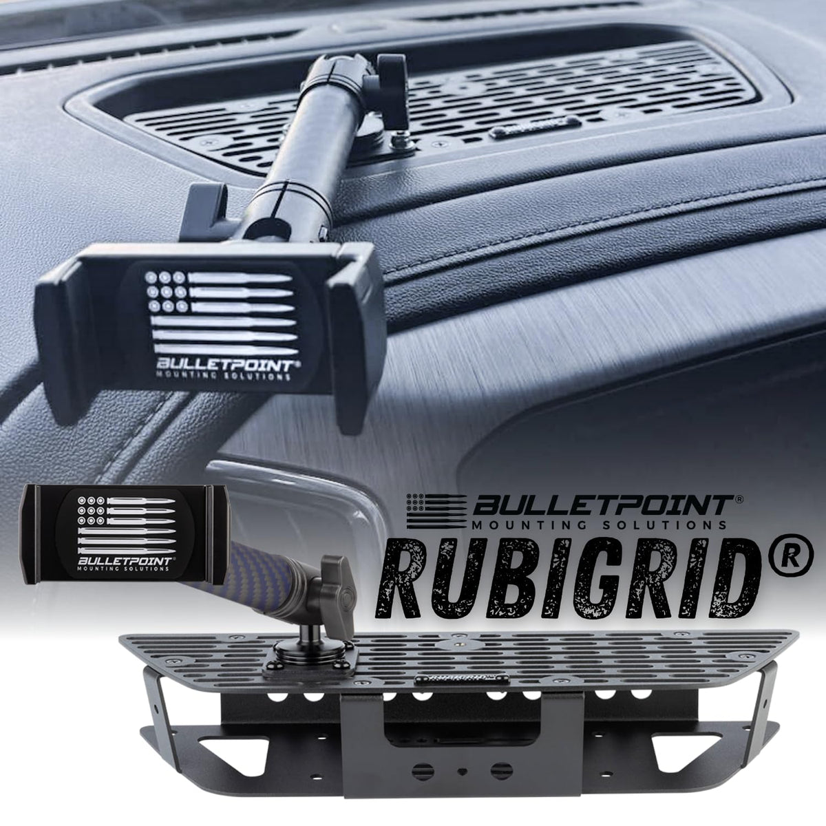 Bulletpoint RubiGrid close-up of metal grain and laser-cut precision for durability