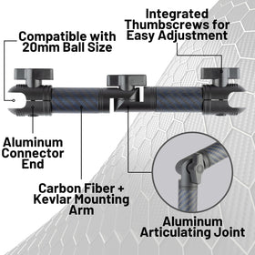 Bulletpoint detail of 20mm socket end shows secure aluminium connection benefit