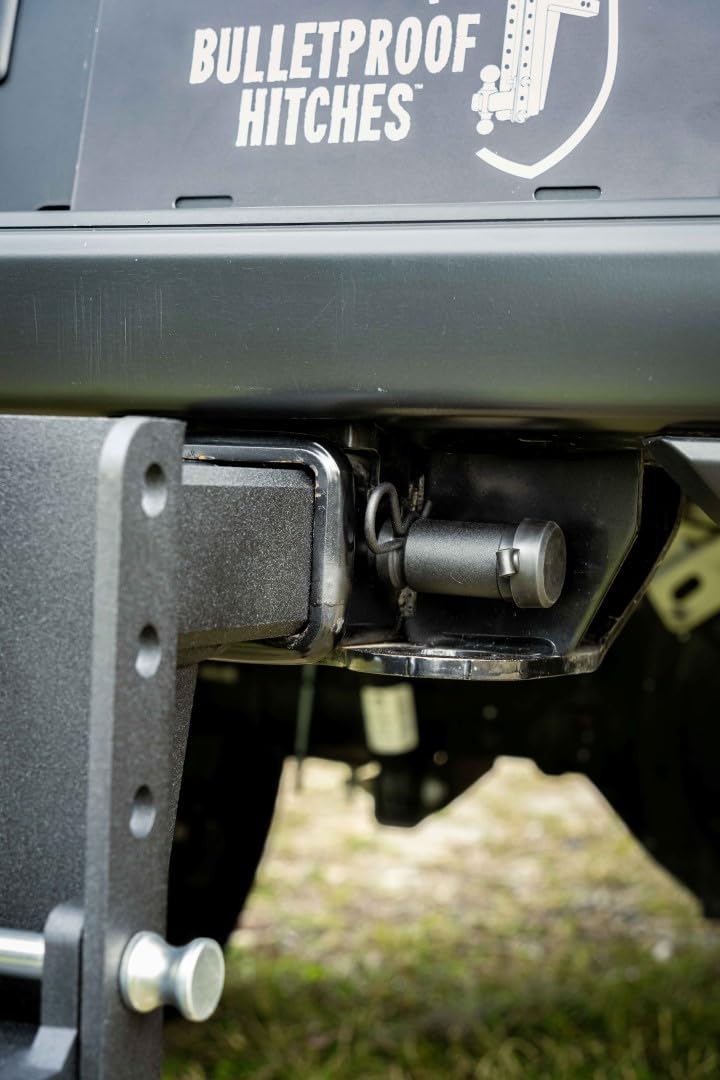 BulletProof Hitches locking pin next to ruler for scale showing 5/8 inch fit and high-load confidence