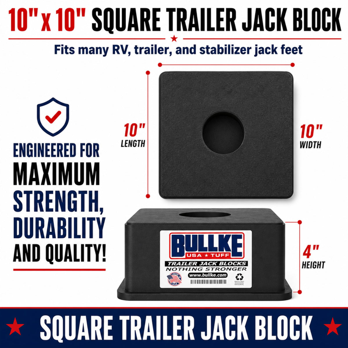 bullke side view of stacked blocks demonstrating adjustable height benefit