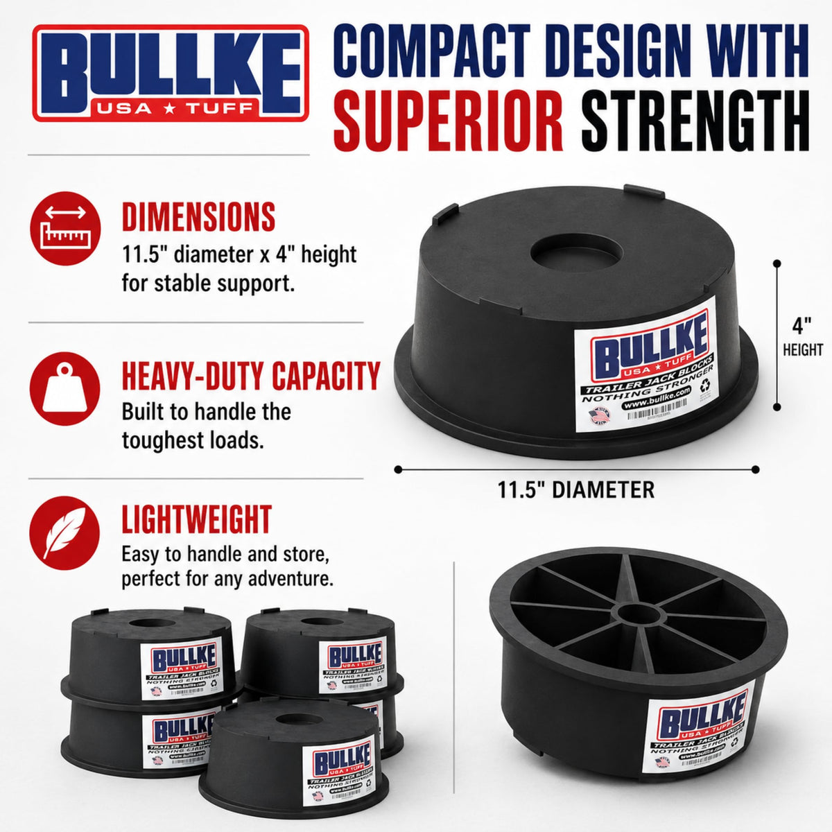 bullke blocks stacked to show added height and adjustable stability benefit