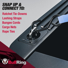 BullRing anchors installed in a truck rail cap showing flush profile benefit