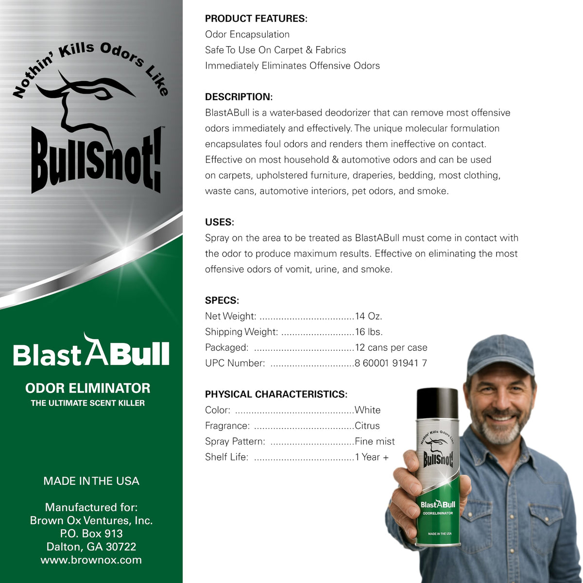 BullSnot BlastABull with Made in USA badge showing domestic manufacturing quality