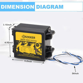 BUNKER INDUST 12V 5Ah battery image highlighting replaceable, rechargeable power source