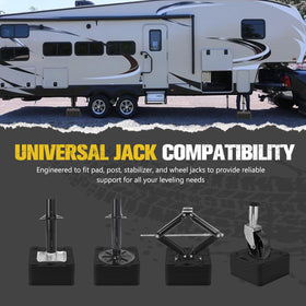 BUNKER INDUST drive-on pad under RV tire demonstrating quick leveling and stability