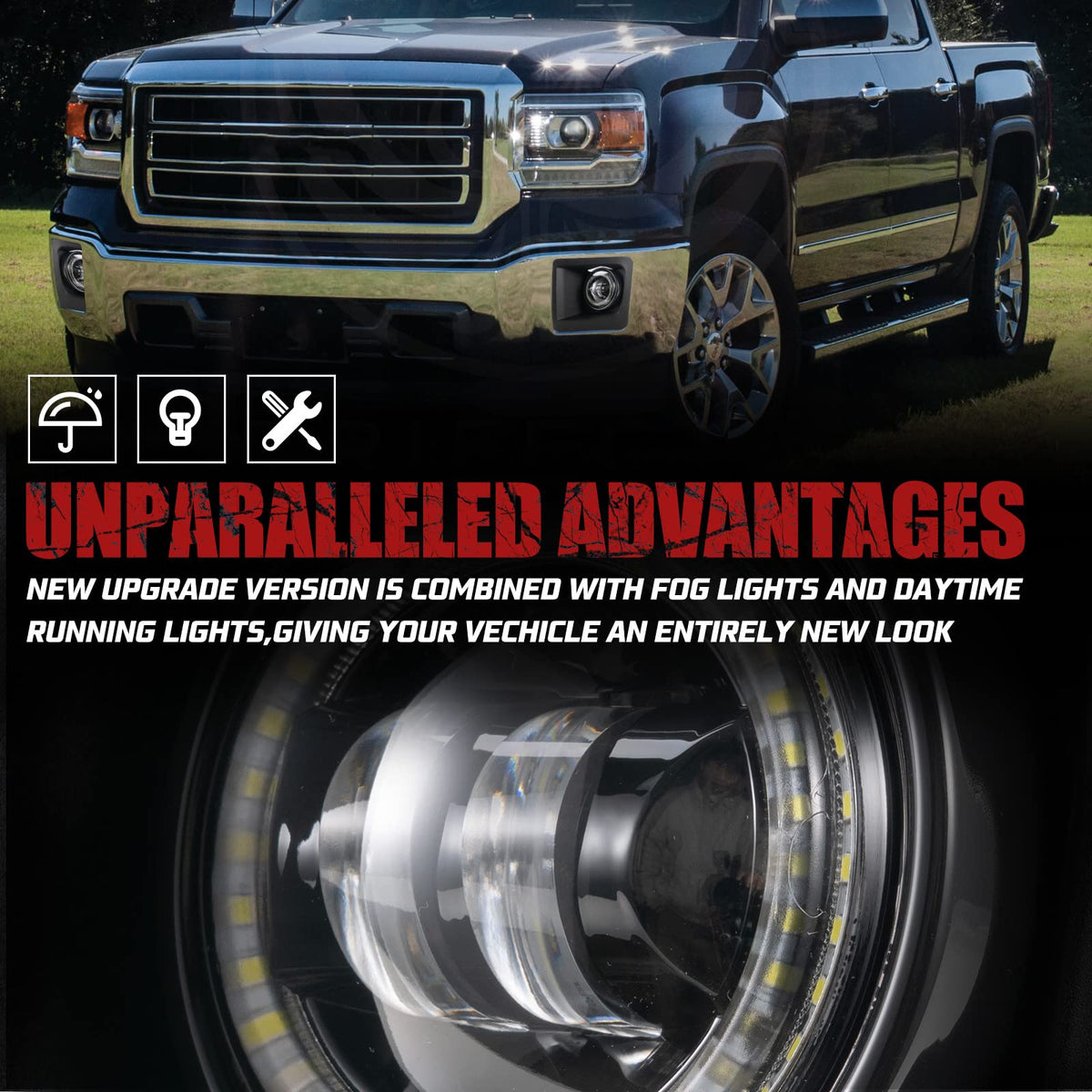 BUNKER INDUST daytime running light lit for increased daytime safety
