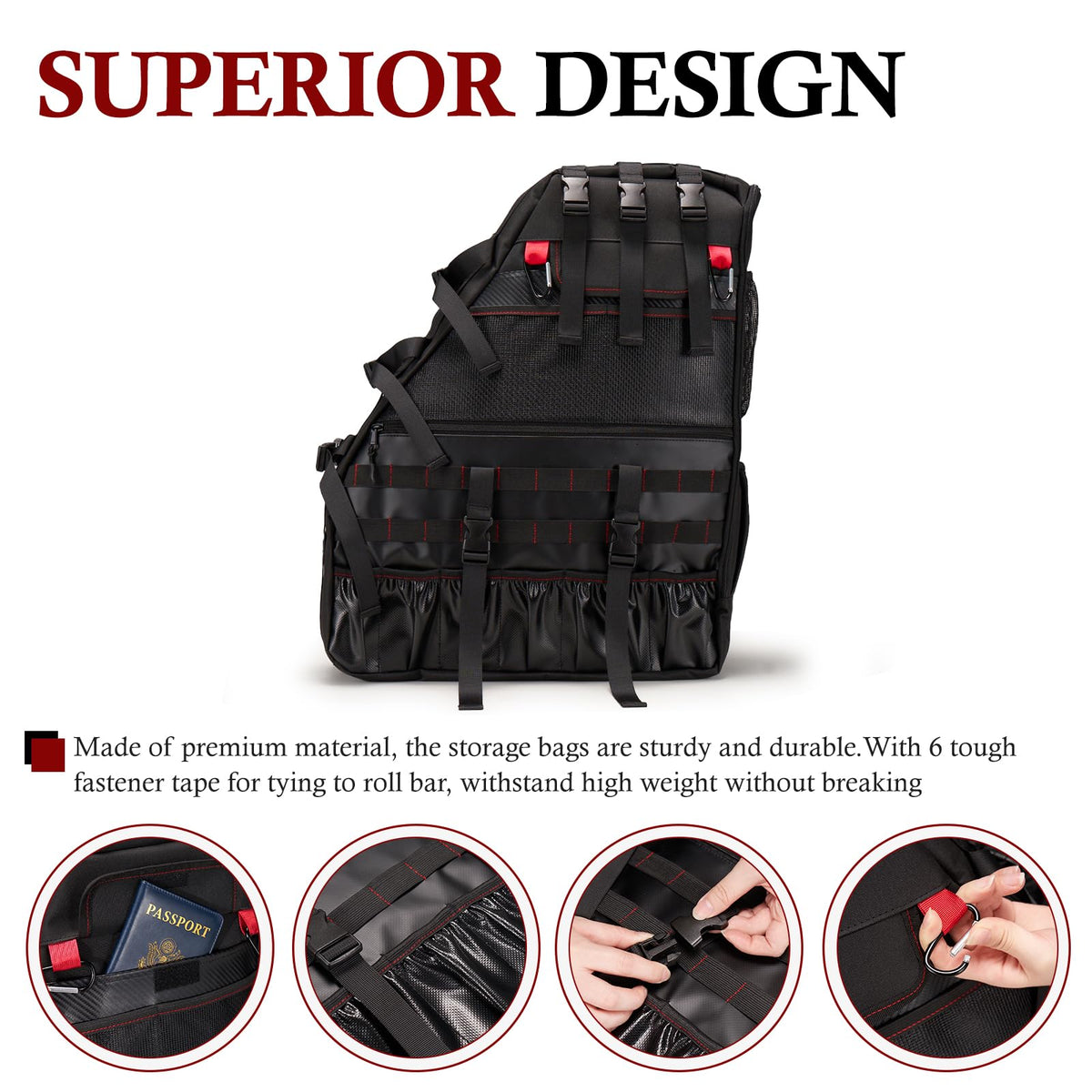 BUNKER INDUST close-up of 600D fabric and YKK zipper for long-lasting protection