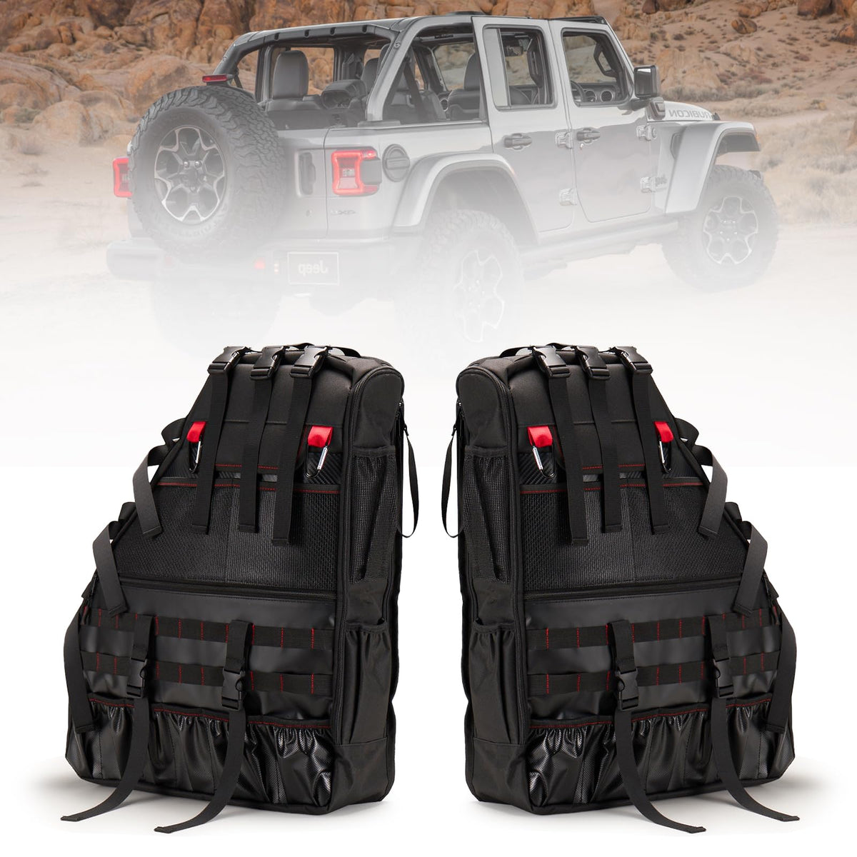 BUNKER INDUST front view of roll bar bag showing compact organization benefit