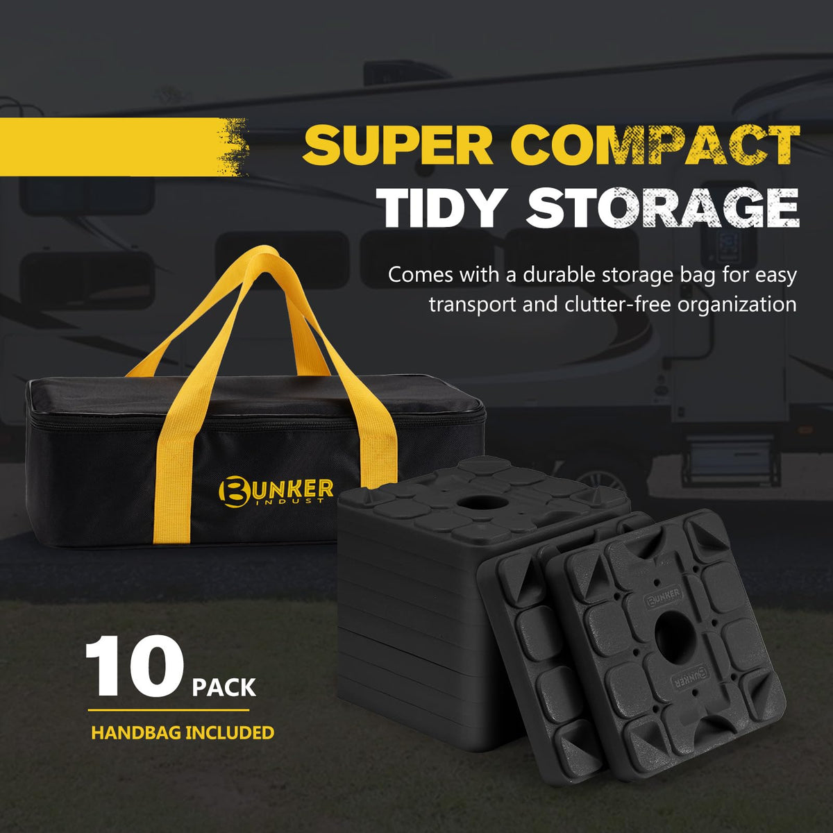 BUNKER INDUST side profile showing interlock mechanism for steady stacked support
