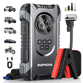 BUPMOVA front angle showing compact jump starter and benefits
