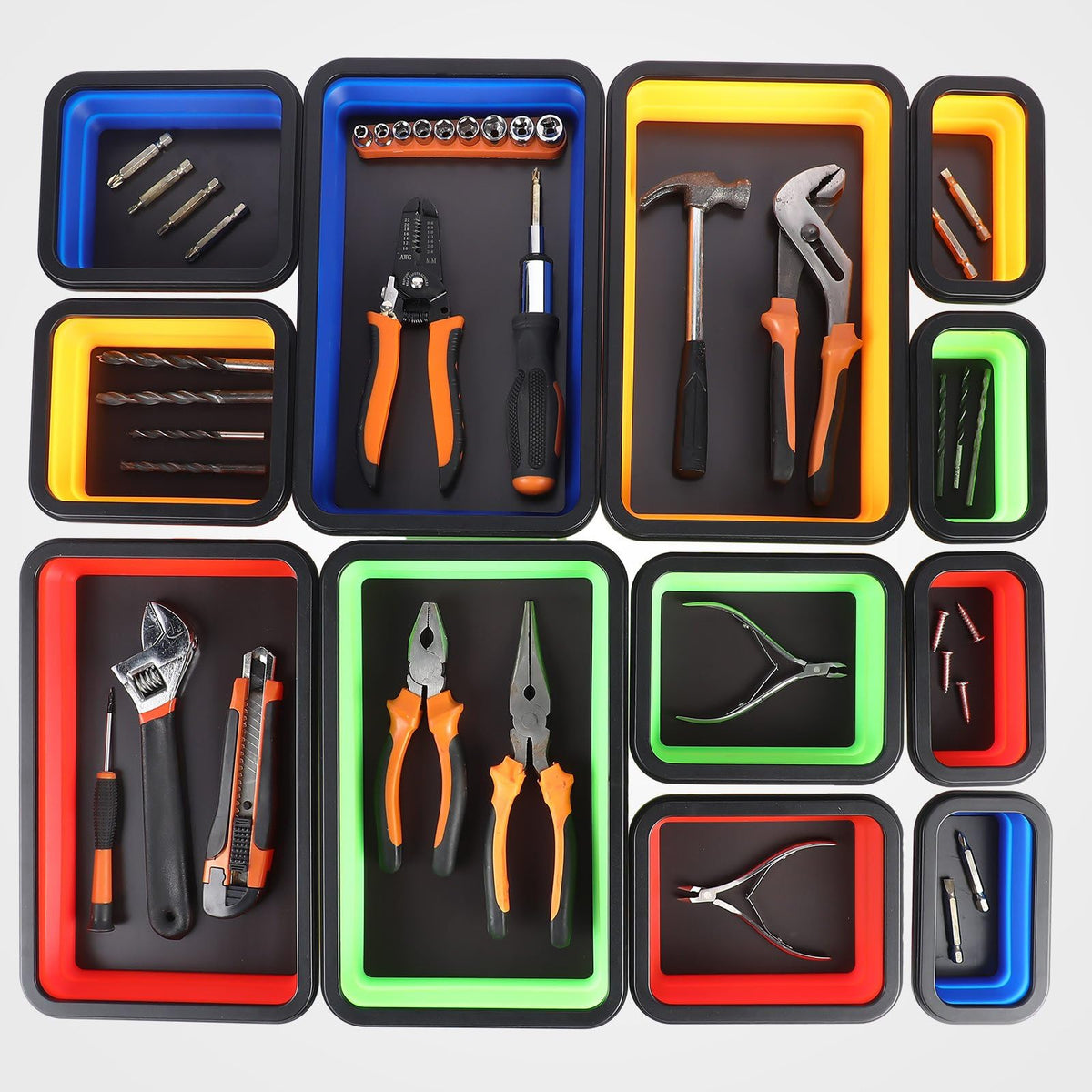 Burbell medium tray holding screws and bolts for quick identification