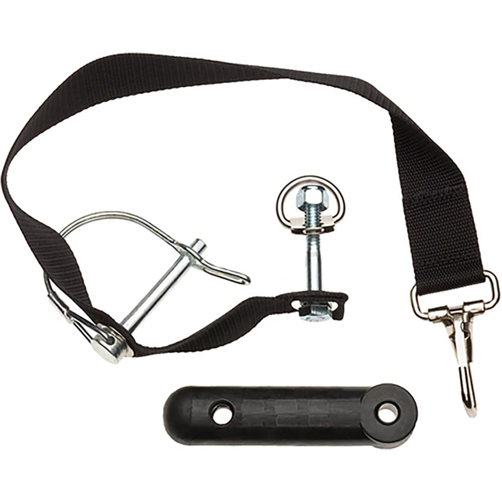 Burley Design flex connector front view showing adapter and safety strap benefit durability