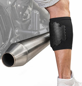BurnJacket front view on leg showing full calf protection