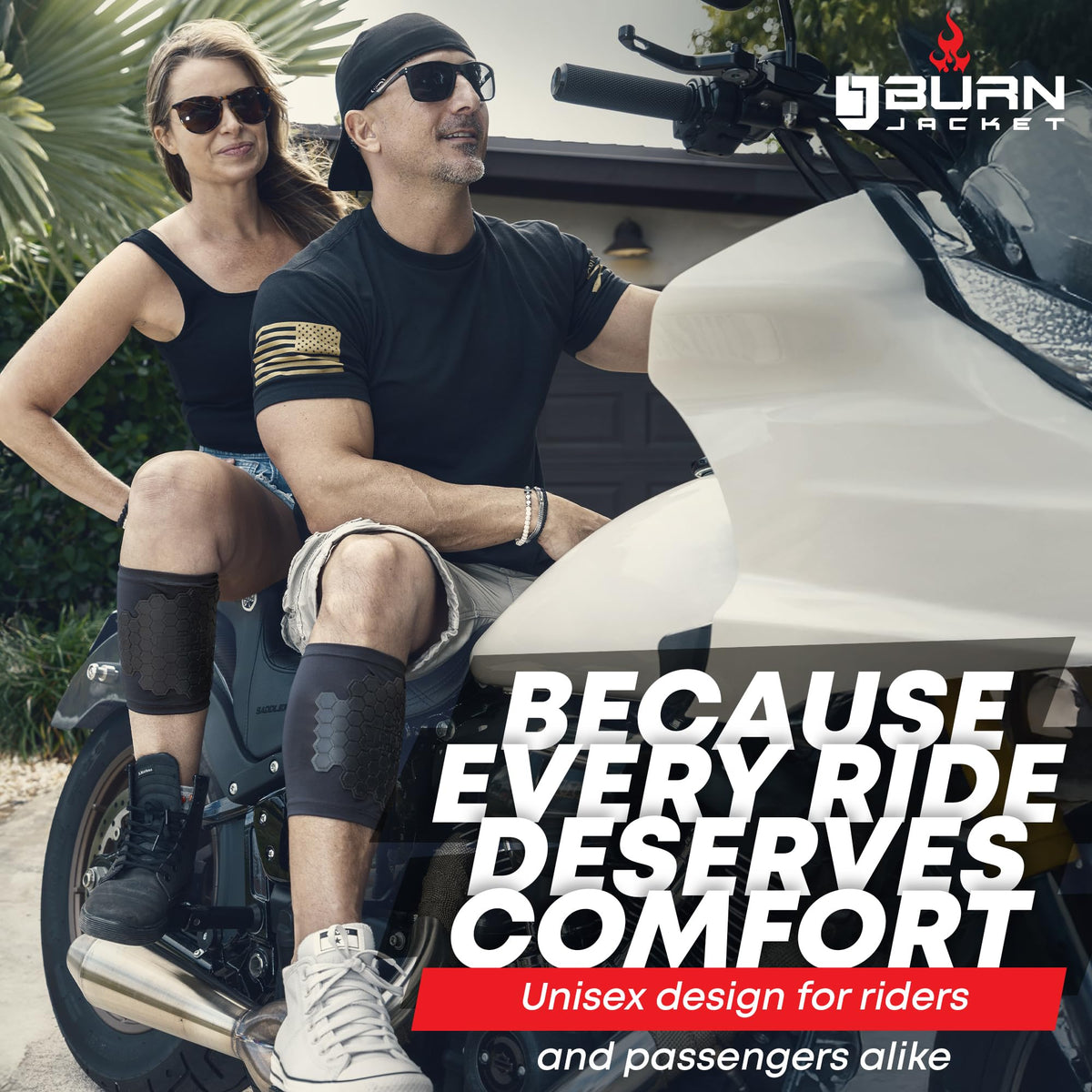 Burn Jacket Max in use on motorcycle showing real-world protection benefit