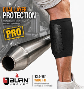 Burn Jacket Pro on a motorcycle illustrating exhaust protection in use
