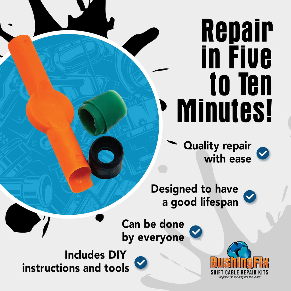 BushingFix installation tool detail demonstrating quick, safe insertion