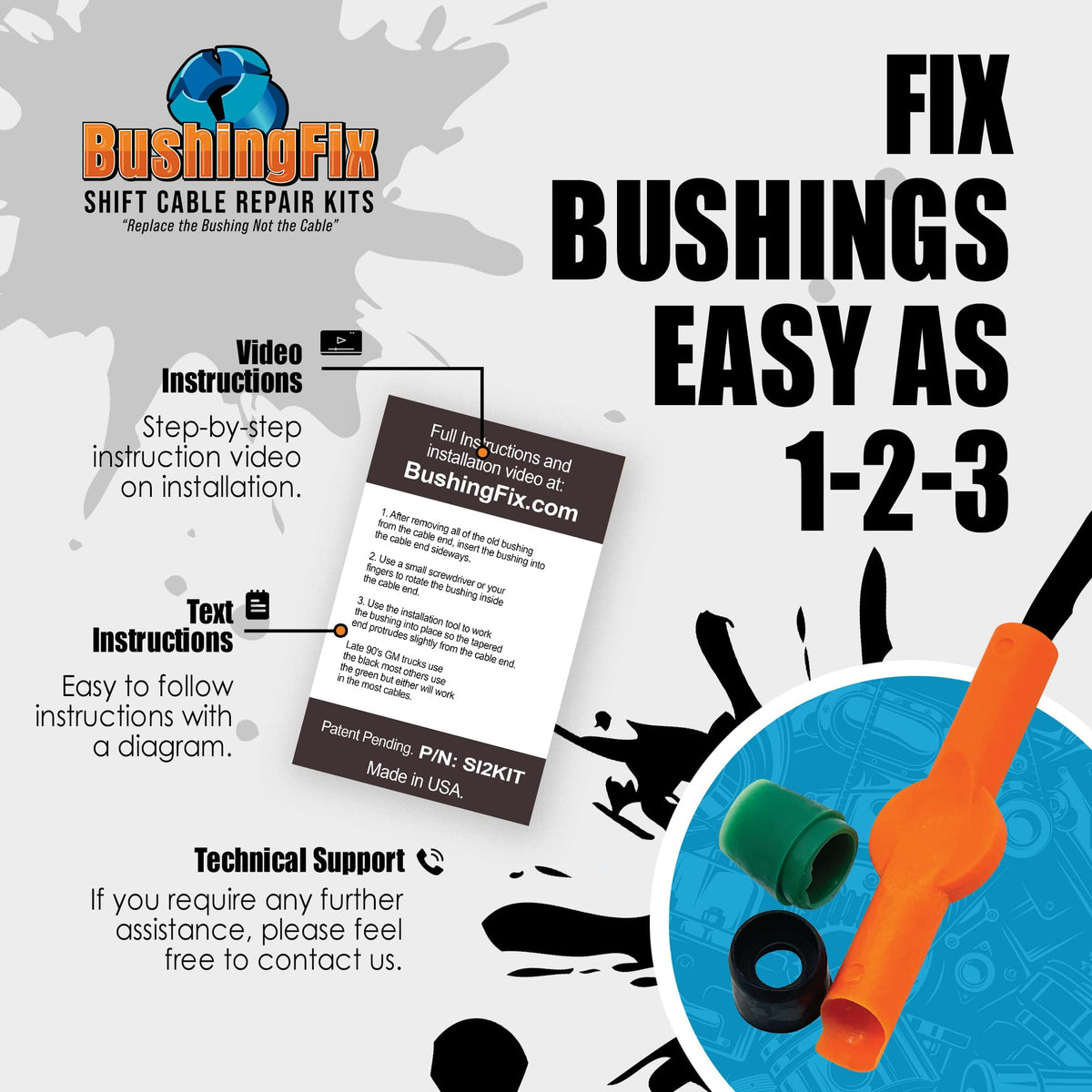 BushingFix lifestyle garage scene showing DIY repair efficiency and savings