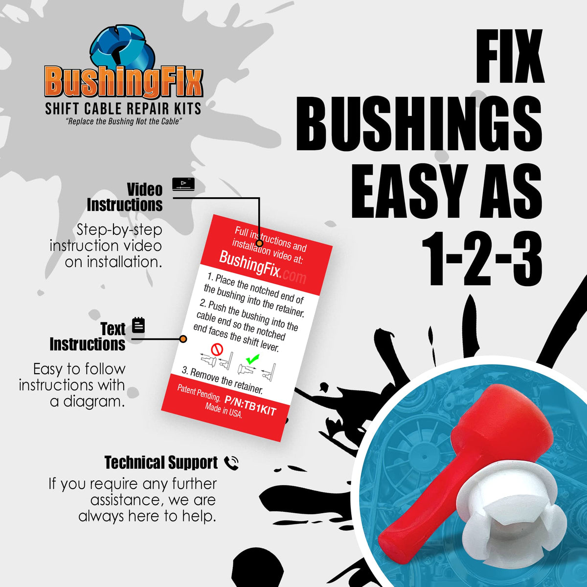 BushingFix replacement bushing close-up highlighting durable construction