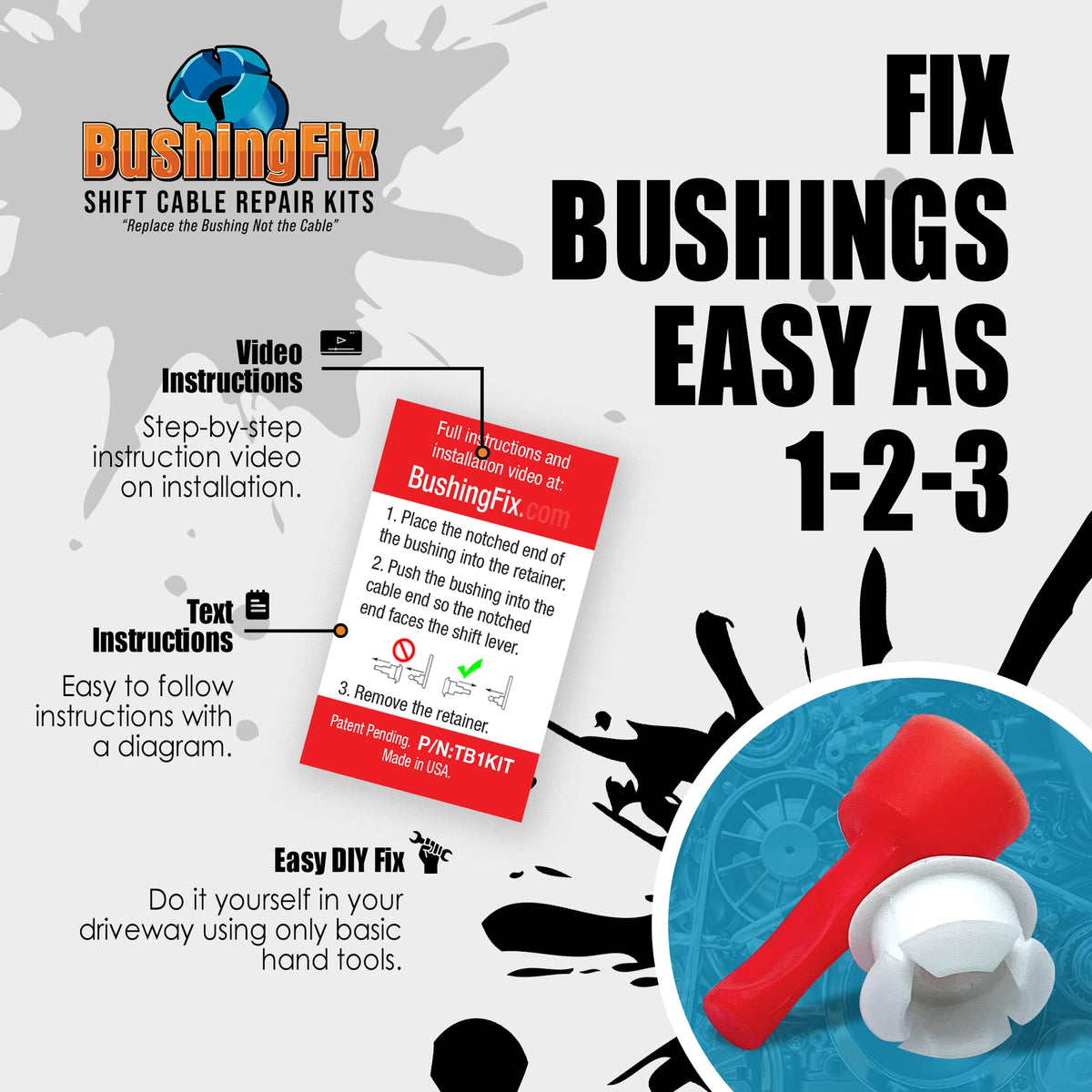 BushingFix installation tool displayed with bushing for quick install