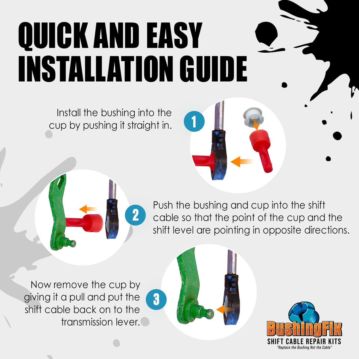 BushingFix instruction sheet and video QR code for guided installation