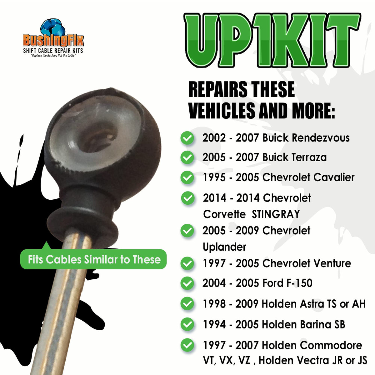 BushingFix kit contents laid out to show every included piece for fast install