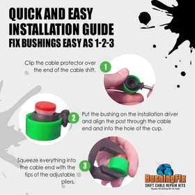 BushingFix kit beside a coin for scale showing compact, easy-to-handle parts