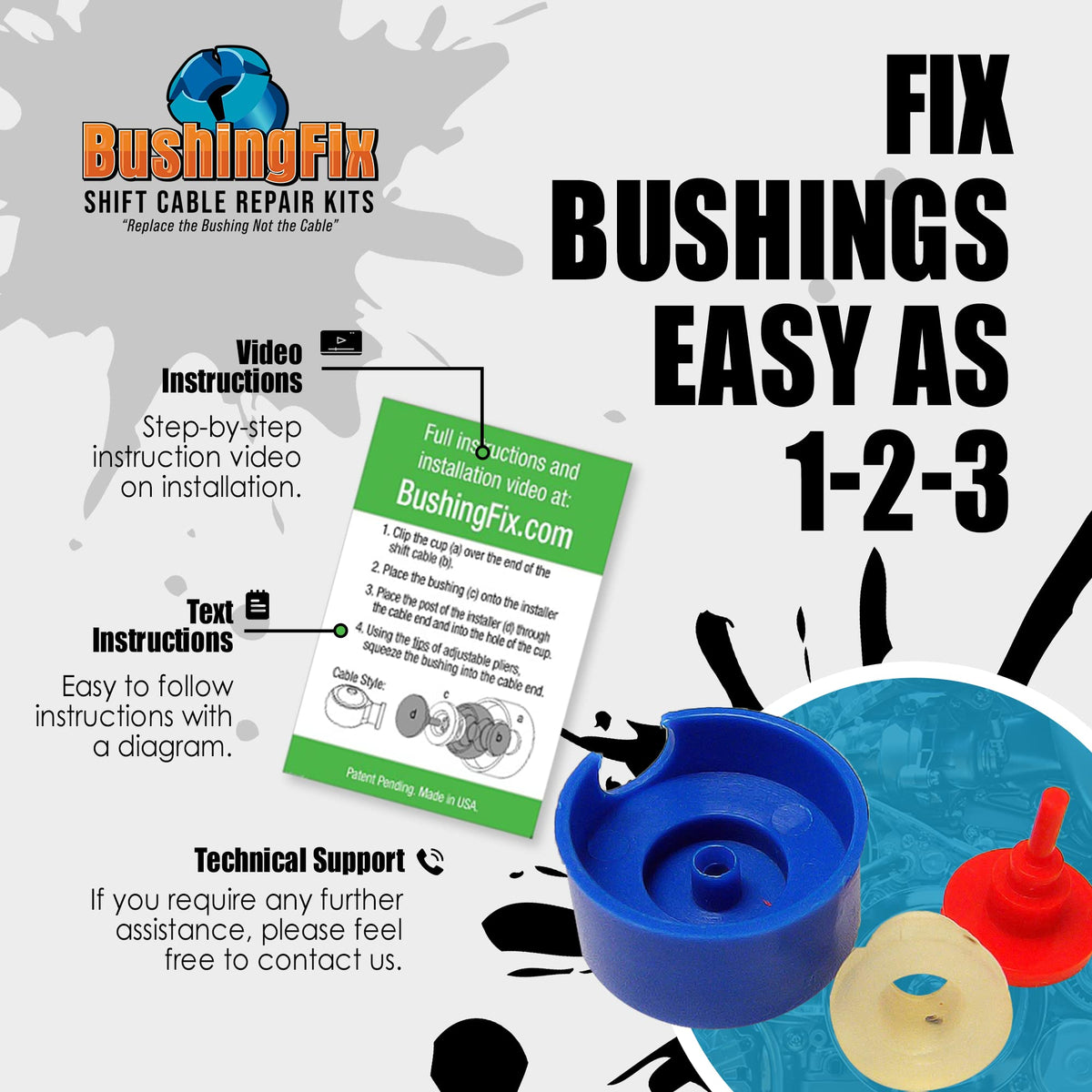 BushingFix compatibility sheet listing makes and years for correct fitment