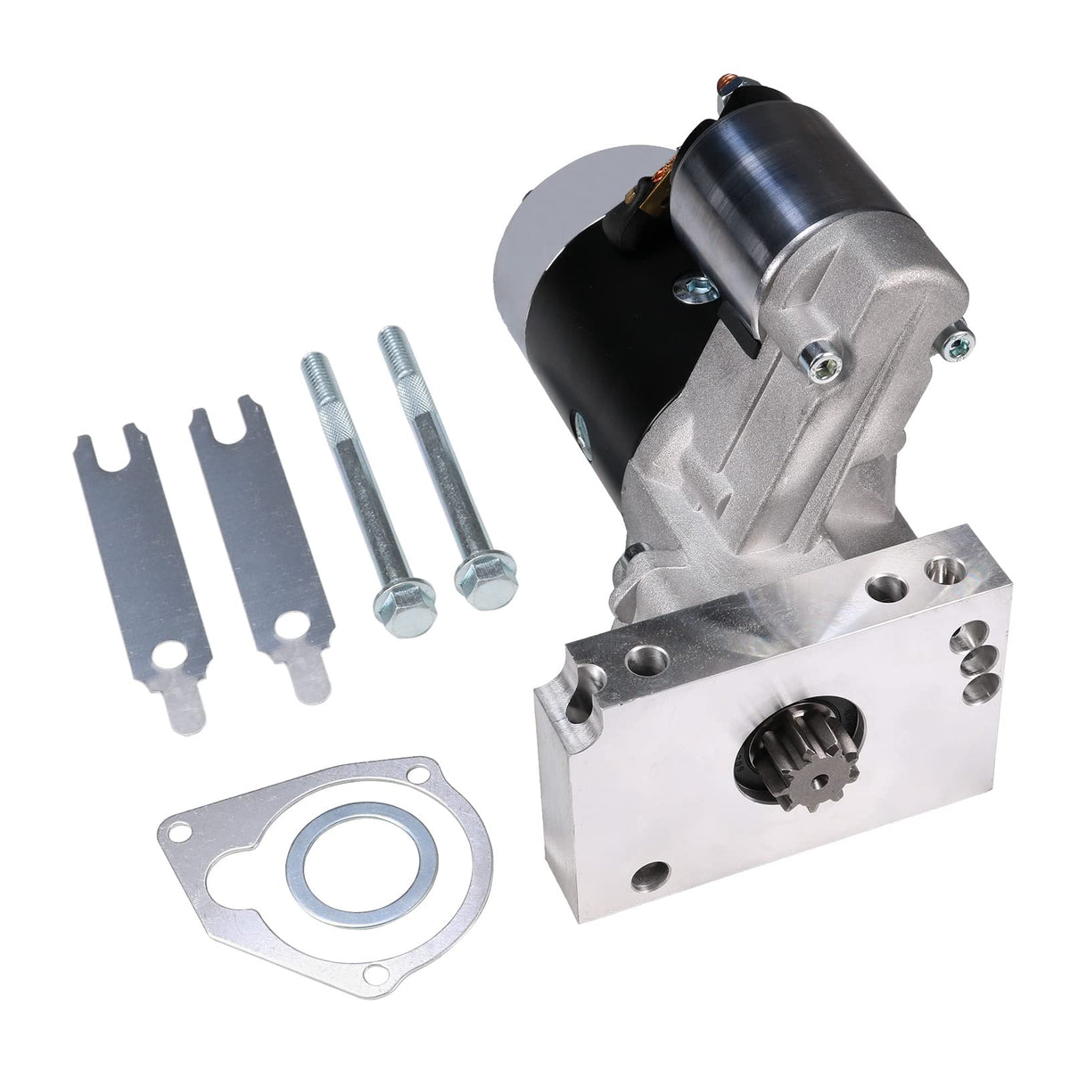 BUSIDN front view mini starter showing compact housing and durable cast aluminum benefit