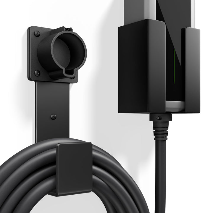bussdis front view mounted j1772 holder showing neat storage and easy access