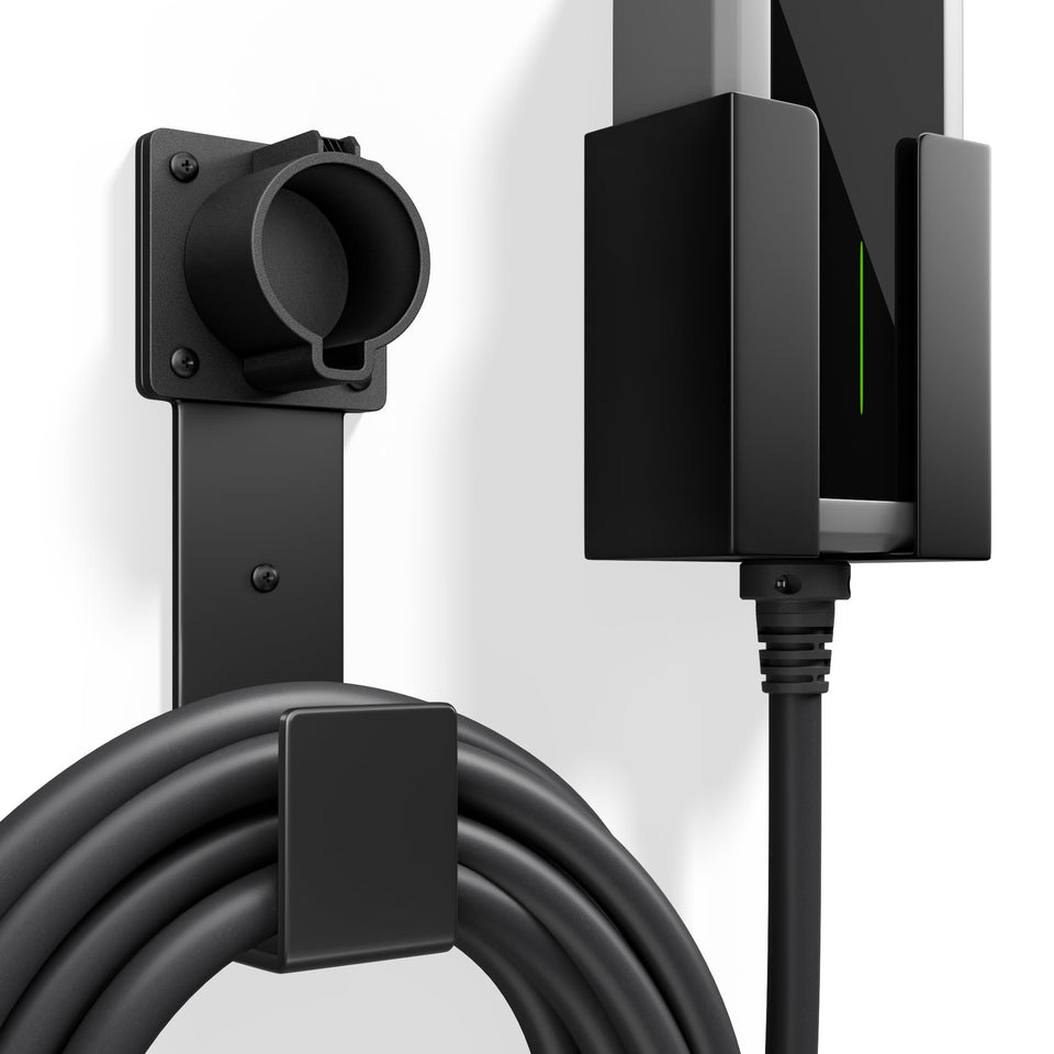 bussdis front view mounted j1772 holder showing neat storage and easy access