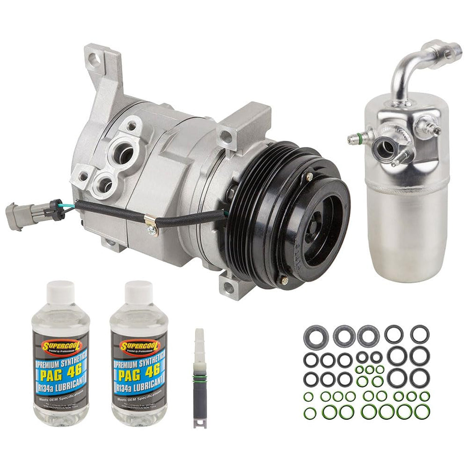 BUYAUTOPARTS! compressor front view showing mounting points and fitment benefit