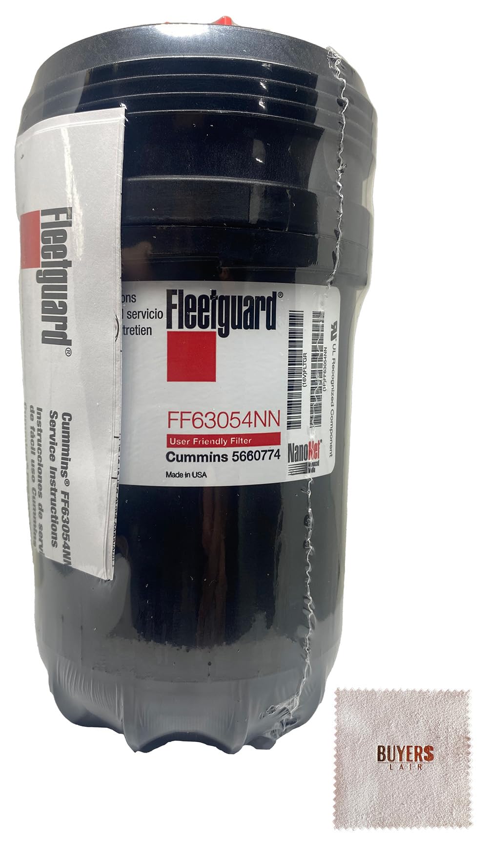 BUYER$ LAIR front view of FF63054NN fuel filter showing solid construction and fit
