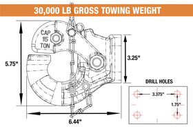 Buyers Products 10040 side view with drilling template showing bolt-on installation ease benefit