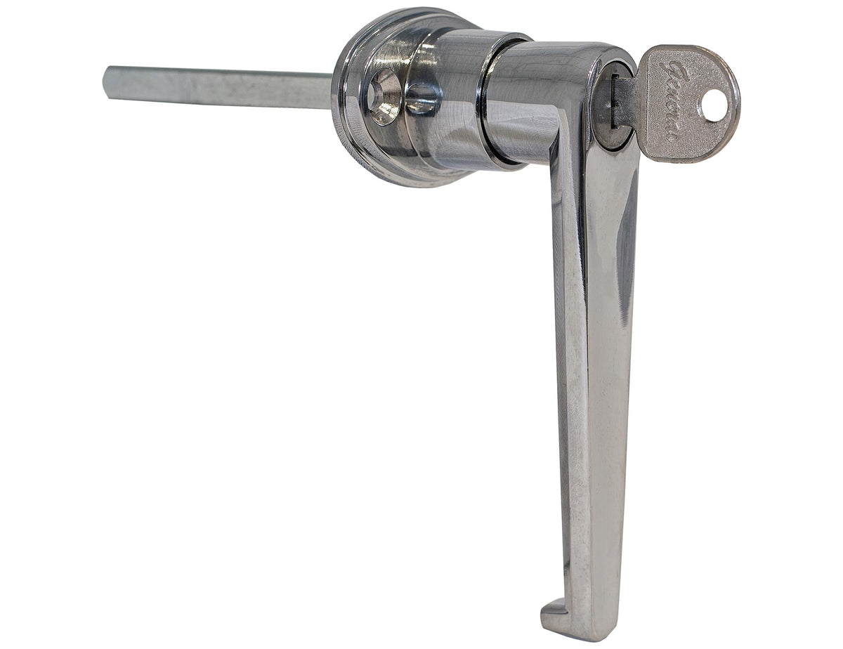 Buyers Products front view chrome L-handle showing secure locked position