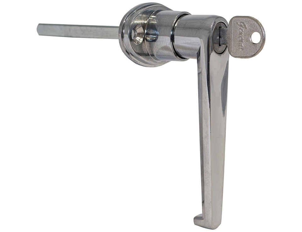 Buyers Products front view chrome L-handle showing secure locked position