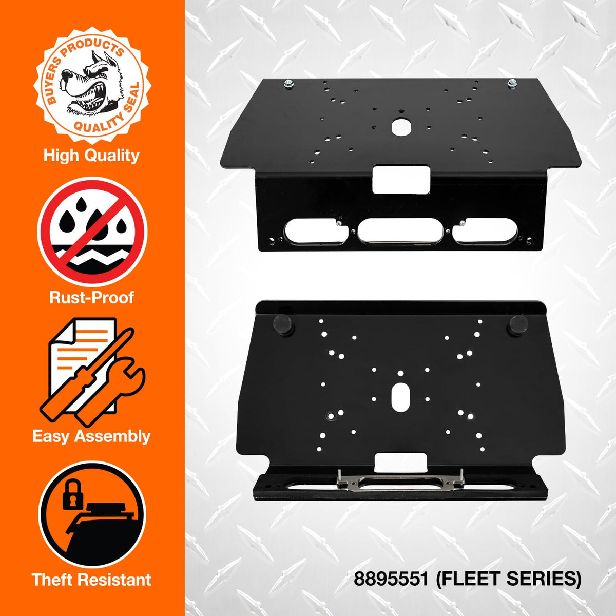 Buyers Products mounted on Ford F-150 roof using OEM brake light holes, protects cab sheetmetal