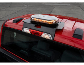 Buyers Products mount next to ruler showing 22 inch platform length, clearly communicates size