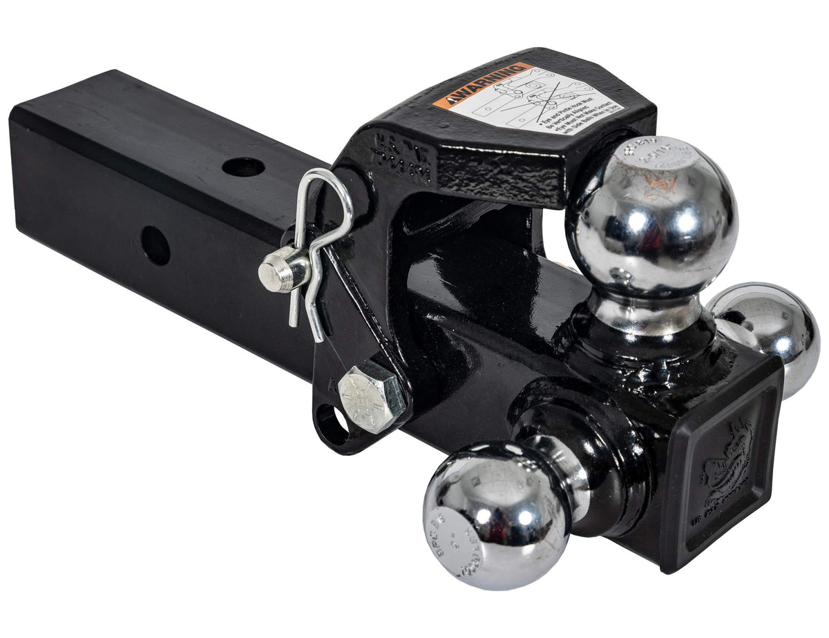 Buyers Products close-up of chrome tow balls showing sizes and corrosion resistance benefit