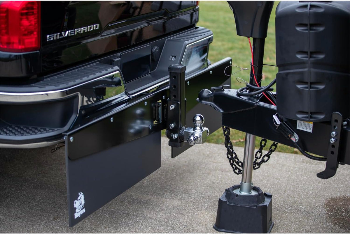 Buyers Products installed on truck demonstrating debris protection while towing