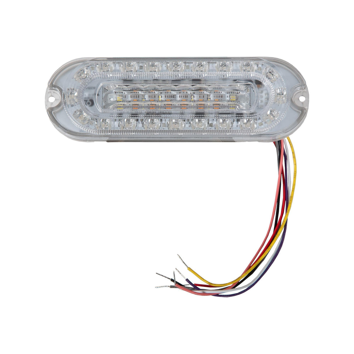 Buyers Products amber strobe active at night showing high-visibility warning
