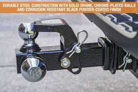 Buyers Products tri-ball mounted in a 2-inch receiver on a truck, quick-install convenience